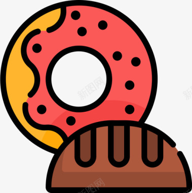 甜甜圈食品配送3线性颜色图标图标