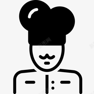 主厨面包师烹饪图标图标