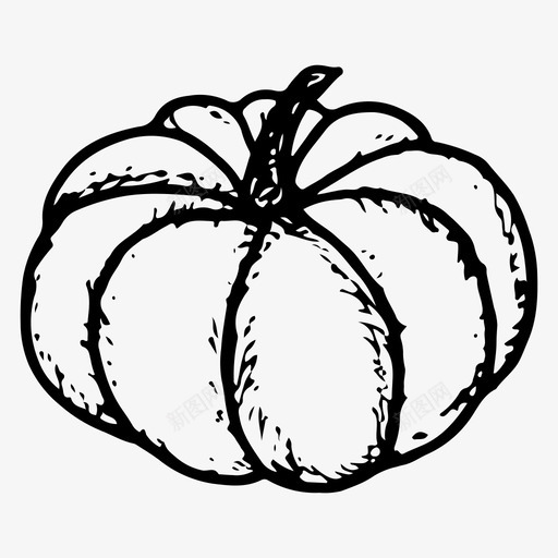 南瓜食物手绘图标svg_新图网 https://ixintu.com 南瓜 手绘 素描 蔬菜 食物