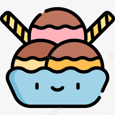 冰淇淋78岁生日线性颜色图标图标
