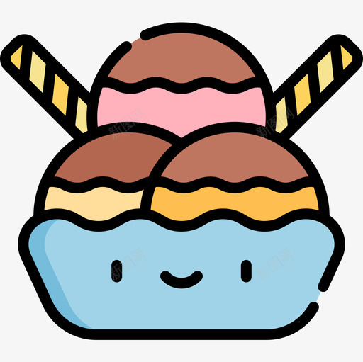 冰淇淋78岁生日线性颜色图标svg_新图网 https://ixintu.com 78岁生日 冰淇淋 线性颜色