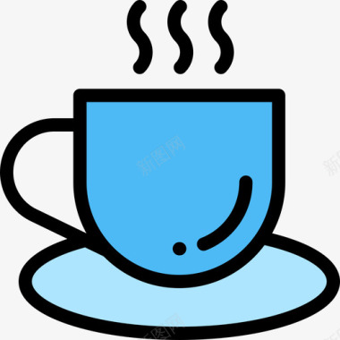 咖啡杯自由时间15线性颜色图标图标