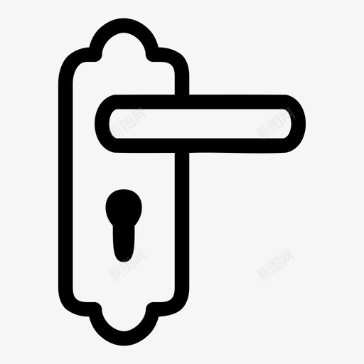门把手关门房子图标svg_新图网 https://ixintu.com 关门 房子 把手 钥匙孔 锁 门把手