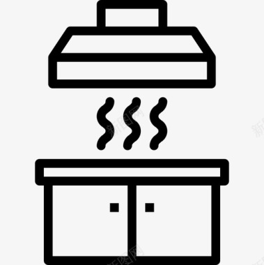 机罩厨房工具17线性图标图标
