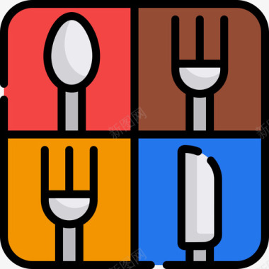 餐具食品配送3线性颜色图标图标