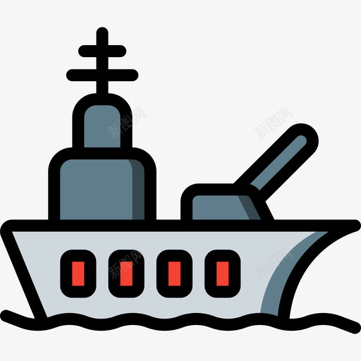 战舰战争2线性颜色图标svg_新图网 https://ixintu.com 战争2 战舰 线性颜色