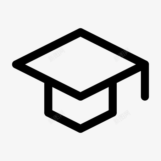 毕业帽学历帽子图标svg_新图网 https://ixintu.com 大学 学历 学生 帽子 毕业帽 直线带圆帽