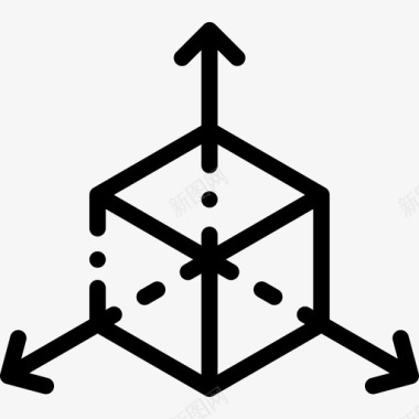 立方体3d打印23线性图标图标