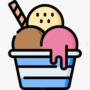 冰淇淋冰淇淋店2线性颜色图标图标