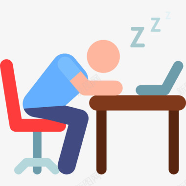 睡觉白天在办公室象形图2彩色图标图标