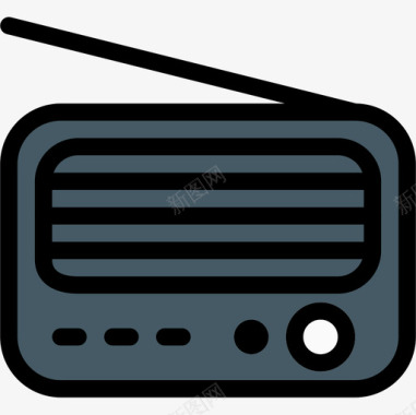 收音机复古8线性颜色图标图标