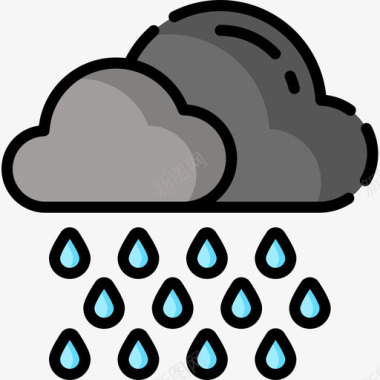 雨157号天气线性颜色图标图标