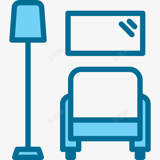 客厅家具和家居装饰4蓝色图标svg_新图网 https://ixintu.com 客厅 家具和家居装饰4 蓝色