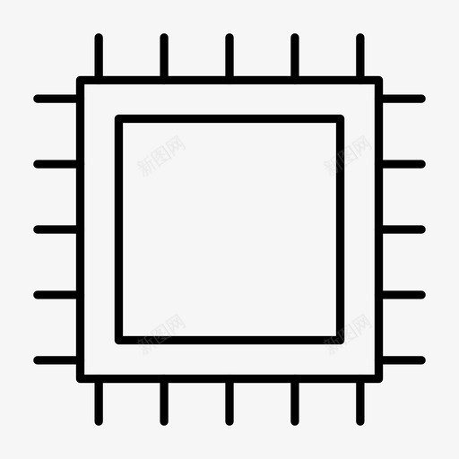 cpu芯片电路图标svg_新图网 https://ixintu.com cpu 处理器 电路 硬件 网络托管细线图标 芯片