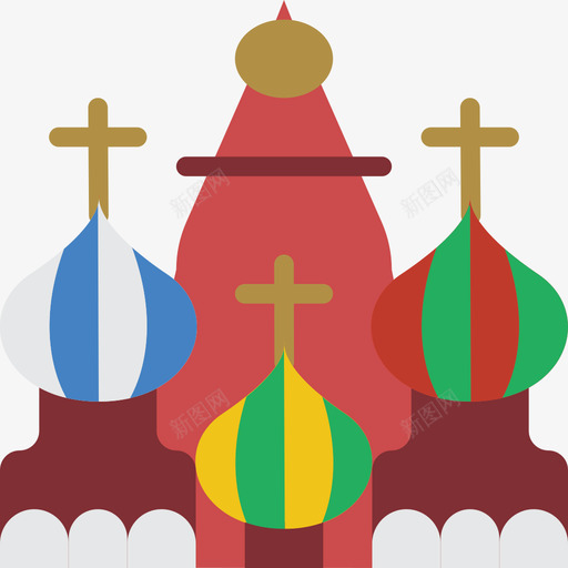 圣巴兹尔大教堂地标和纪念碑3平坦图标svg_新图网 https://ixintu.com 圣巴兹尔大教堂 地标和纪念碑3 平坦