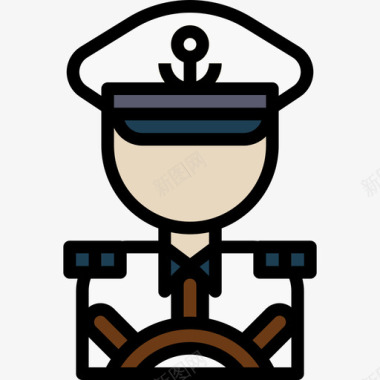 上尉职业16线性颜色图标图标