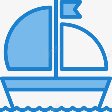 帆船旅行127蓝色图标图标