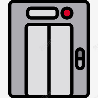 电梯酒店和旅游3线性颜色图标图标