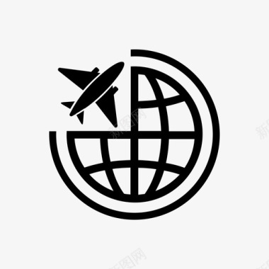 公务机与世界全球管理图标图标
