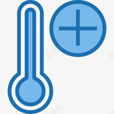温度计加3蓝色图标图标