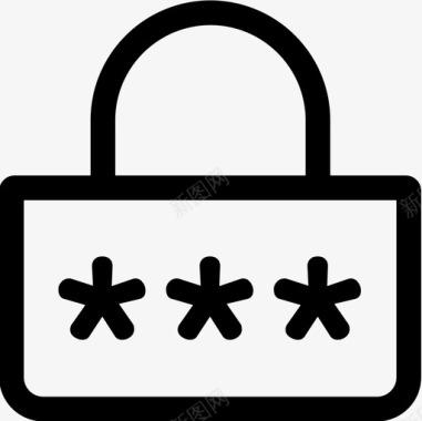 密码保护和安全3线性图标图标