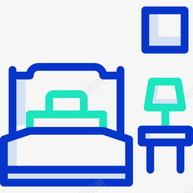 卧室酒店135轮廓颜色图标图标