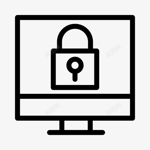 锁计算机lcd图标svg_新图网 https://ixintu.com lcd 专用 安全 监视器 网络主机线图标 计算机 锁