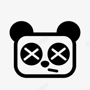 病熊猫死了表情符号图标图标