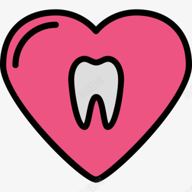 心脏牙齿6线颜色图标图标