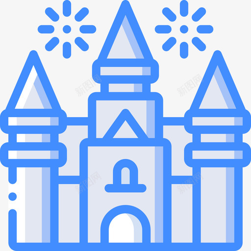 城堡主题公园蓝色图标svg_新图网 https://ixintu.com 主题公园 城堡 蓝色