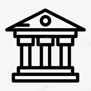 银行建筑货币图标图标