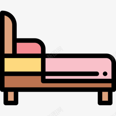 单人床睡眠时间8线性颜色图标图标
