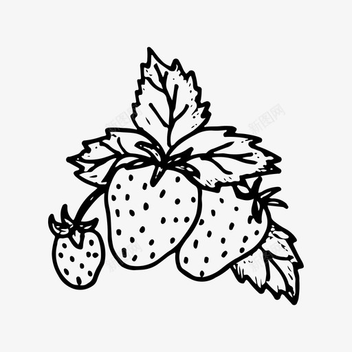 草莓浆果食物图标svg_新图网 https://ixintu.com 手绘 浆果 素描 草莓 食物