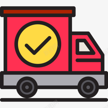 送货车购物和电子商务2线性颜色图标图标