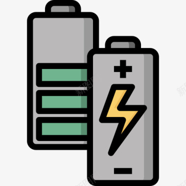 电池重工业和电力工业3线性颜色图标图标