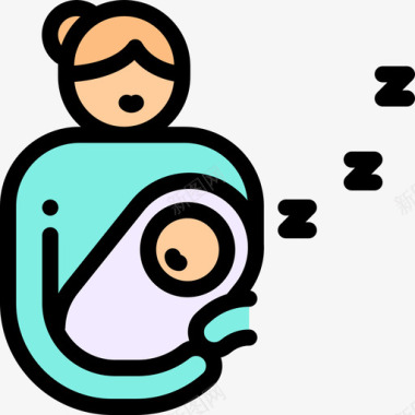 睡眠母性6线性颜色图标图标