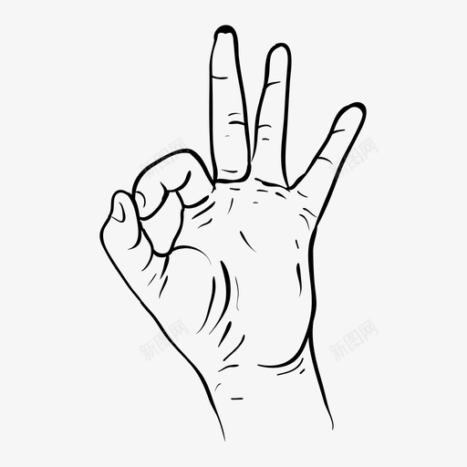好的手手势手绘图标svg_新图网 https://ixintu.com 好的手 手势 手绘