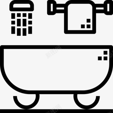 浴缸家用电器14线性图标图标