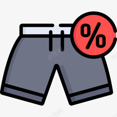 短裤夏季销售3线性颜色图标图标