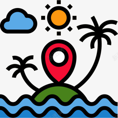 岛屿旅游117线性颜色图标图标