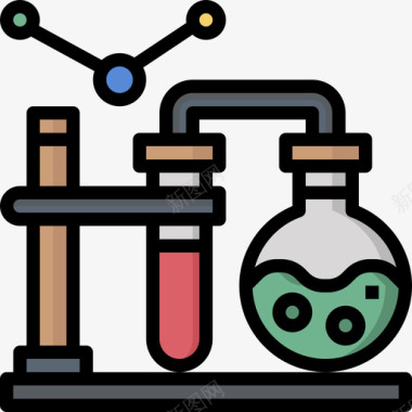 烧瓶遗传学和生物工程3线性颜色图标图标