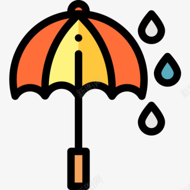 雨伞感恩节48线形颜色图标图标