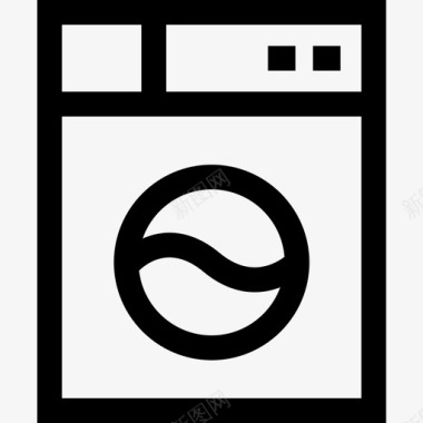 洗衣机床和早餐16线性图标图标