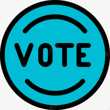 选举投票奖励徽章3线颜色图标图标