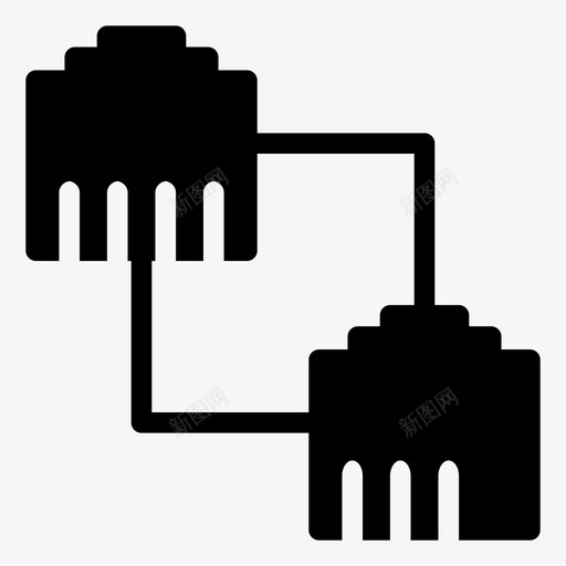 usb连接以太网图标svg_新图网 https://ixintu.com rj45 usb 云计算字形图标 以太网 端口 连接