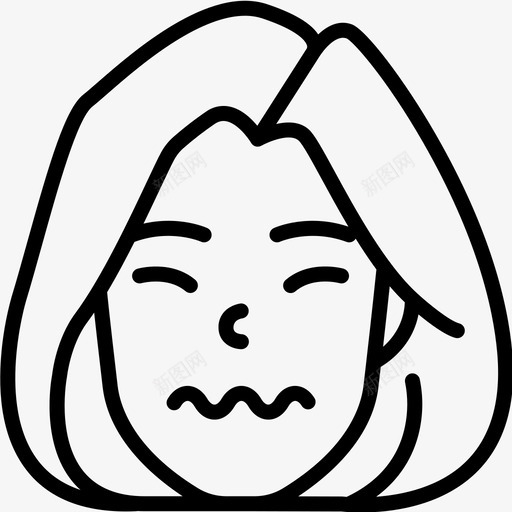 困惑表情情感图标svg_新图网 https://ixintu.com 困惑 女人 女人10个表情线 情感 感觉 脸 表情