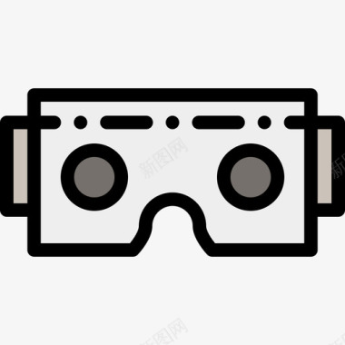 虚拟现实眼镜技术41线性颜色图标图标