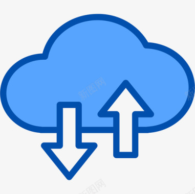 传输数据库和云蓝色图标图标