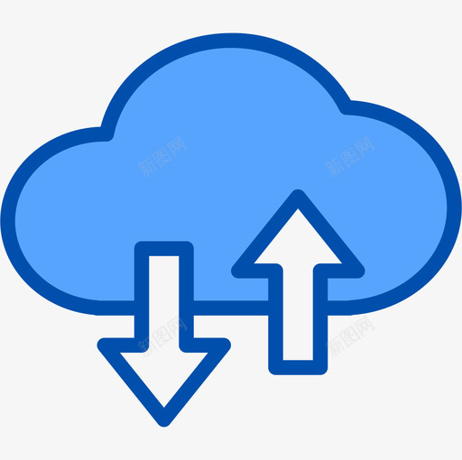 传输数据库和云蓝色图标svg_新图网 https://ixintu.com 传输 数据库和云蓝色
