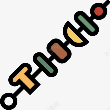 烤肉串食品95线颜色图标图标